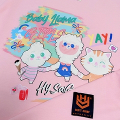 Áo thun tay lỡ HY KOREA Cừu Baby Lama 1447 form rộng cotton 75 unisex