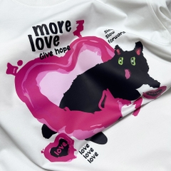 Áo phông nam nữ HY KOREA Black Cat 1473 form rộng tay lỡ