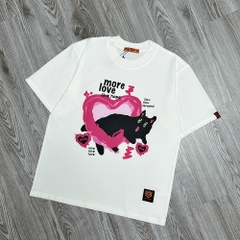 Áo phông nam nữ HY KOREA Black Cat 1473 form rộng tay lỡ