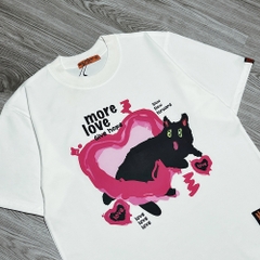Áo phông nam nữ HY KOREA Black Cat 1473 form rộng tay lỡ