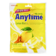 롯데 무설탕 캔디 애니타임 레몬민트74G LOTTE Keo Anytime huong chanh