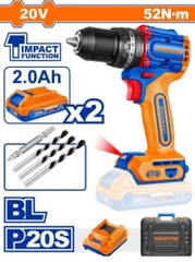 Máy khoan búa không chổi than dùng pin 20V 52Nm Wadfow WCDP5281