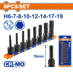 Bộ 8 đầu tuýp đen mũi lục giác 1/2