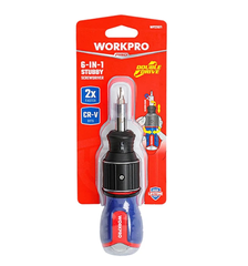 Tua vít đổi đầu 6 trong 1, tay cầm báng cao su chống trơn trượt Workpro WP221071
