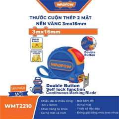Thước cuộn thép 2 mặt nền vàng 3mx16mm WadFow WMT2210