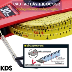 Thước kéo (cuộn) dài 50m sợi thủy tinh KDS SGR-1250