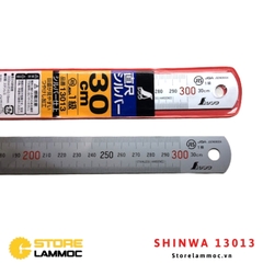 Thước lá inox mạ nhũ bạc 30cm Shinwa 13013