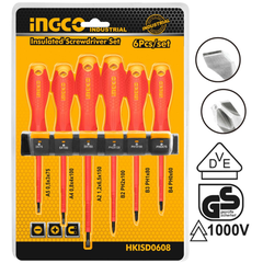 Bộ tua vít cách điện 6 cây Ingco HKISD0608