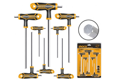 Bộ 8 chìa lục giác tay cầm chữ T 2-10mm đầu bằng Ingco HHKT8081