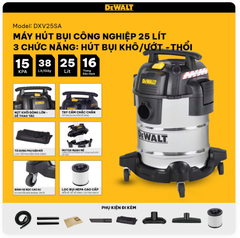 Máy hút bụi khô và ướt 1050W Dewalt DXV25SA (25 Lít)