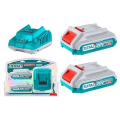 Bộ 2 pin TFBLI20011 và 1 sạc TFCLI2001 dùng pin Lithium-Ion 20V Total TFBCPK1222