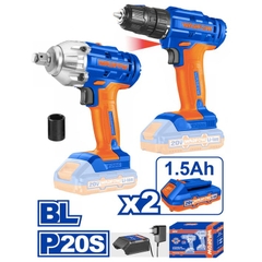 Bộ combo Máy khoan & Máy siết buloong dùng pin 20V Wadfow WCK2017