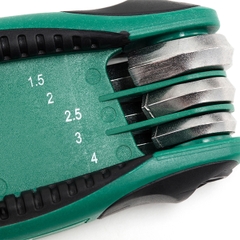 Bộ lục giác thẳng Sata 09121 gập 8 chi tiết hệ mét