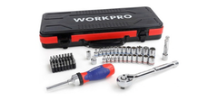 Bộ đầu tuýp 62 chi tiết 1/4 và 3/8 inches Workpro W003050