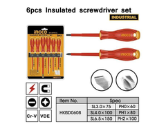 Bộ tua vít cách điện 6 cây Ingco HKISD0608