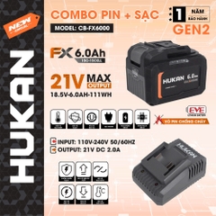 Combo Pin Sạc 15 Cell 6.0Ah (GEN 2) Hukan CB-FX6000