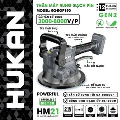 Thân máy rung đầm gạch pin Gen 2 Hukan G2-RGP190