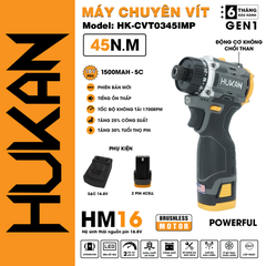 Máy bắn vít pin 16.8V (Bộ 2 pin 1 sạc) Hukan HK-CTV0345IMP
