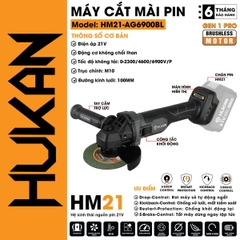 Thân máy mài pin 5 tốc độ Hukan HM21-AG6900BL-T