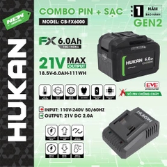 Combo Pin Sạc 15 Cell 6.0Ah (GEN 2) Hukan CB-FX6000
