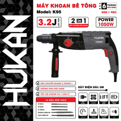 Máy khoan, đục bê tông 3 chức năng Gen 1 Pro Hukan HK-K95