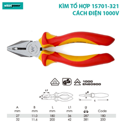 Kìm tổ hợp cách điện 1000V chuyên dùng 7'' Whirlpower 15701-321-180