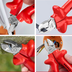 Kìm cắt mũi thon dài 160mm, cách điện cán đúc Knipex 7007160