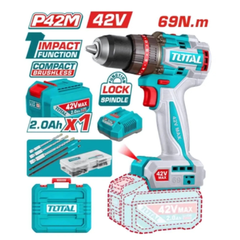 Máy khoan búa 42V không chổi than 69Nm 13mm Total TIDLI426981 (1pin 2Ah + 1 sạc)