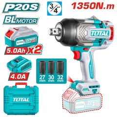 Máy bắn bu lông pin 20V lực 1350Nm Total TIWLI20135 (2pin 5Ah + 1 sạc 4Ah)