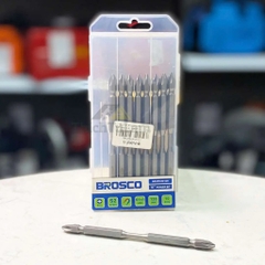 Mũi vít bake 2 đầu bằng thép S2 PH2PH2x120mm (vỉ 10 cái) Brosco BR2PH2D120
