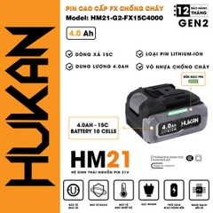 Pin 21v 4.0Ah có hộp Hukan HM21-G2-FX15C4000