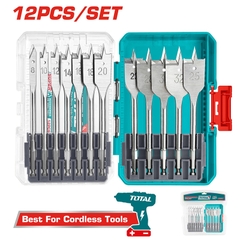 Bộ 12 mũi  khoan gỗ dẹp Total TACSDL1206