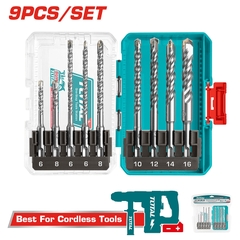 Bộ 9 mũi  khoan bê tông  đuôi gài SDS Total TACSDL30906