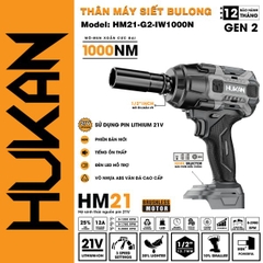 Thân máy bắn bu lông pin Gen 2 Hukan HM21-G2-IW1000N-T
