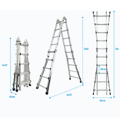 Thang nhôm gấp chữ A 5 bậc trượt cao 2.5m SUMIKA SKM405