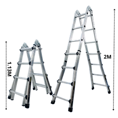 Thang nhôm rút chữ A 4 bậc cao 2.0m SUMIKA SKM404