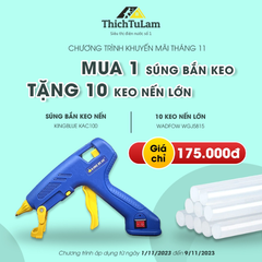 01.11.01 Mua 1 tặng 1 - Súng bắn keo KingBlue KAC100 tặng 10 cây keo nến lớn WGJ5815-10