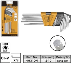 Bộ lục giác bằng dài 9 cây Ingco HHK11091