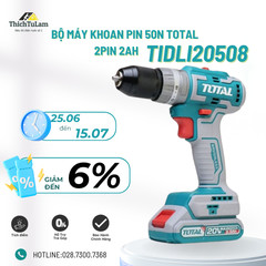 Máy khoan búa pin 20 lực 50Nm có búa không chổi than Total TIDLI20508