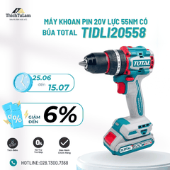 Máy khoan pin 20v 55Nm có búa Total TIDLI20558 (2pin Ah)