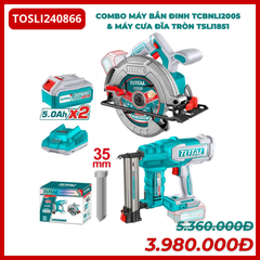 Combo máy bắn đinh TCBNLI2005, máy cưa đĩa tròn TSLI1851 Total TOSLI240866