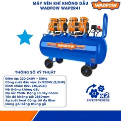 Máy nén khí không dầu 100L/2×1200W (3.2HP) Wadfow WAP2R41