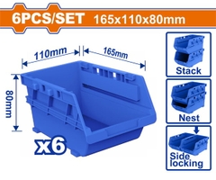 Bộ 6 khay đựng phụ kiện 165x100x80mm Wadfow WTB8336