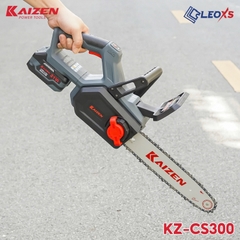 Máy cưa xích dùng pin, không chổi than ( 2pin 4Ah) Kaizen KZ-CS300 (có phun nhớt tự động)