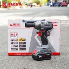 Máy bắn bu lông pin 350Nm chân M21 KAIZEN KZ-IW350NM (2pin 4ah, 1 sạc)