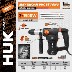 Máy đục bê tông Gen 3 1500W 6J Hukan G3-HUK32