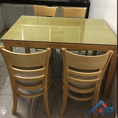 Bàn ăn cabin 4 ghế màu vàng - BA 06