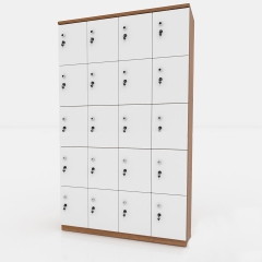 Tủ locker 20 ngăn bằng gỗ màu trắng - LKG 08
