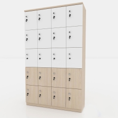 Tủ locker 20 ngăn bằng gỗ màu trắng - LKG 08
