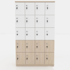 Tủ locker 20 ngăn bằng gỗ màu trắng - LKG 08